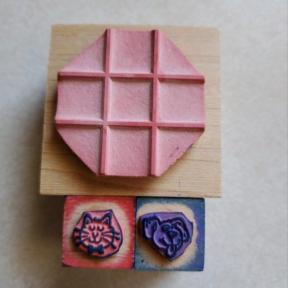 HOST PICK - DOG and CAT Rubber Stamp Tic Tac Toe Set - 3 Stamps🐶🐾 - Picture 2 of 4